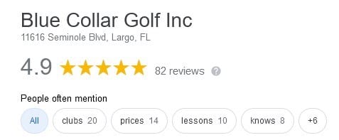 Google reviews for Blue Collar Golf